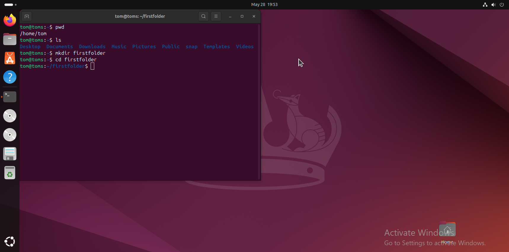 mkdir and cd command